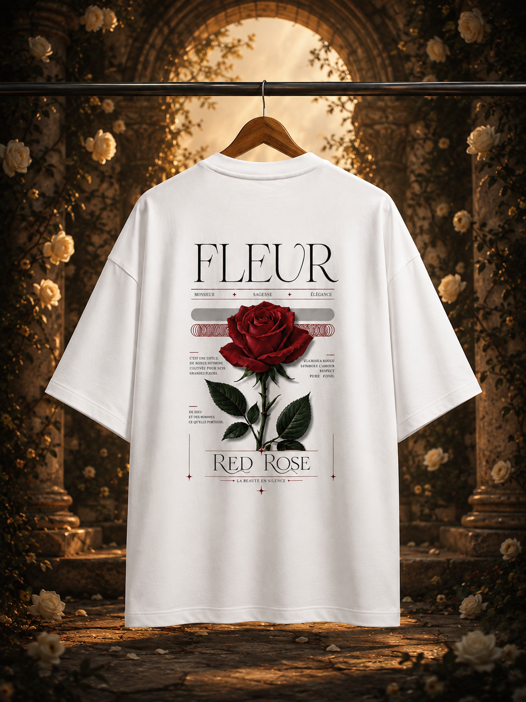 FLEUR ( Red Rose )Terry Oversized Tee