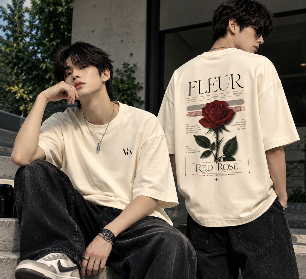 FLEUR ( Red Rose )Terry Oversized Tee