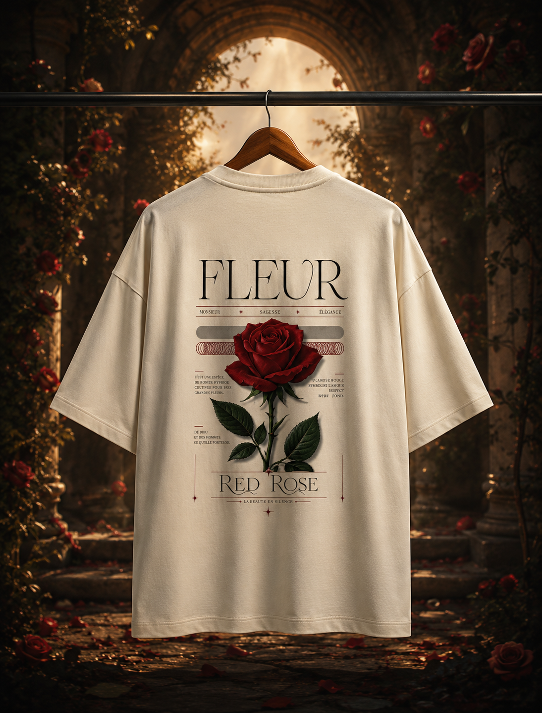 FLEUR ( Red Rose )Terry Oversized Tee